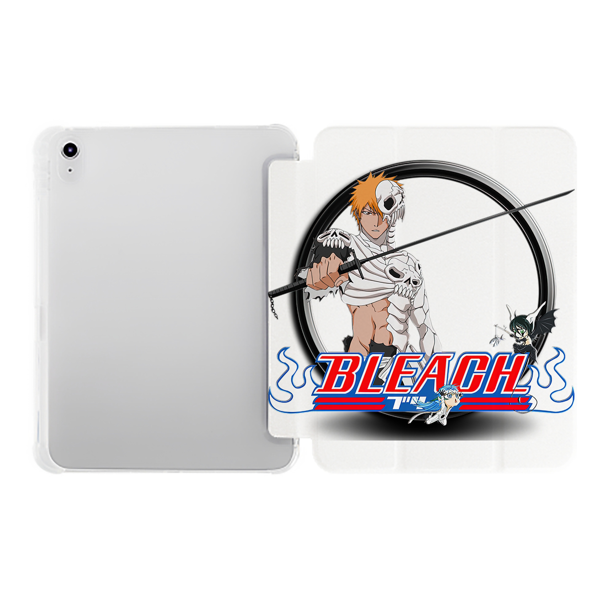 （画像用） ブリーチ 黒崎一護（くろさき いちご）BLEACH Kurosaki Ichigo IPad ケース ペン収納付き 三つ折りスタンド PUレザー×シリコン 対応機種9.5/10.5/10.9インチ